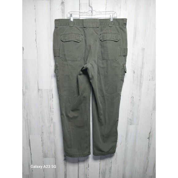 Duluth Trading Men's Fire Hose Relaxed Fit Cargo Work Pants 42x32 Green - Picture 4 of 6